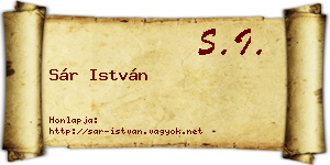 Sár István névjegykártya